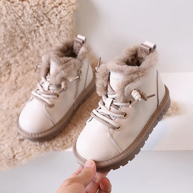 DIMI New Winter Children Shoes Fashion Brand Boys Girls Baby Boots Soft Leather Waterproof Non-Slip Warm Plush Kids Snow Boots