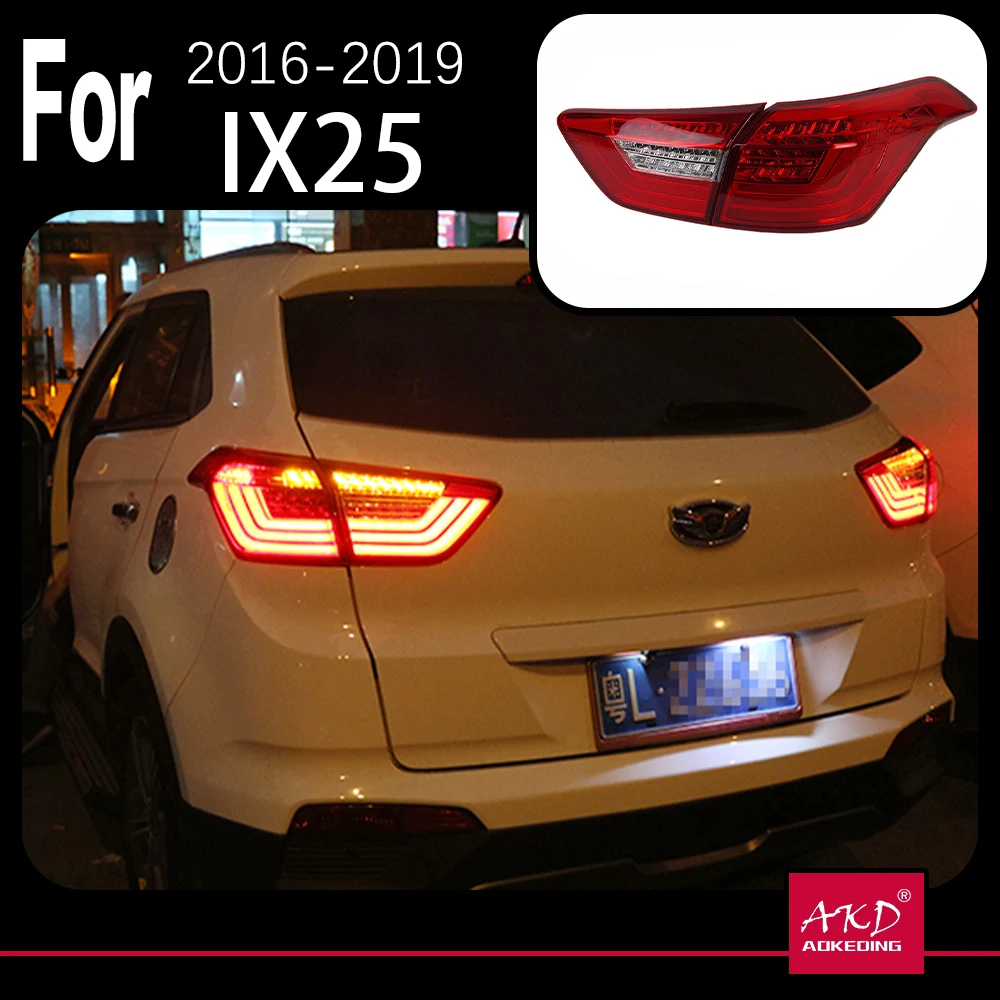 Car Styling for Hyundai Creta Tail Lights 2016-2019 IX25 LED Tail Light Rear Lamp DRL Dynamic Signal Brake Reverse Accessories