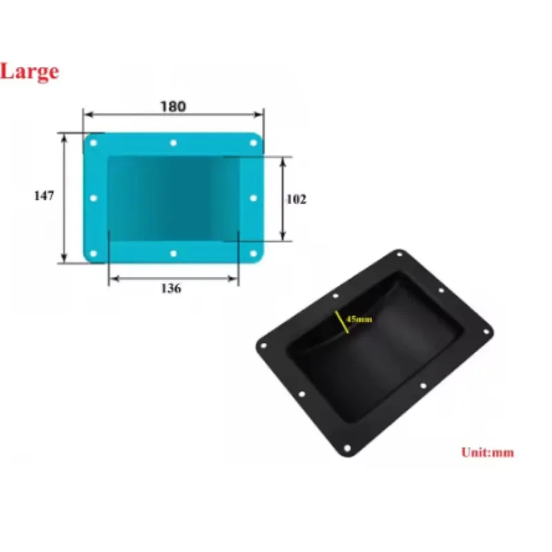 4Pcs Black Steel Rectangular Flight Case Caster Cups Recessed Holder Pit Trap For Audio Case Tool Box Stacking