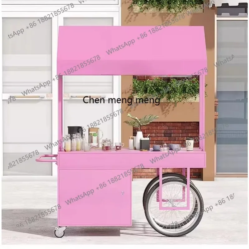 H Mobile float coffee stall cart Supermarket stall display rack Sales wrought iron stall cart