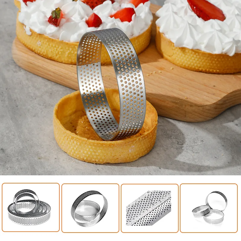5/6/7/8CM Classic 304 Stainless Steel Mousse Ring Cake Mold with Hole Tart Bottom Tower Fruit Pie Quiches Baking Tool
