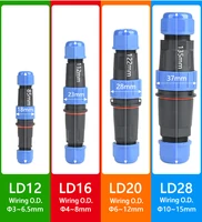 Conector impermeable IP68 serie LD enchufe macho y enchufe hembra 2-7 pines y 9 pines montaje en Panel conector de Cable eléctrico de aviación