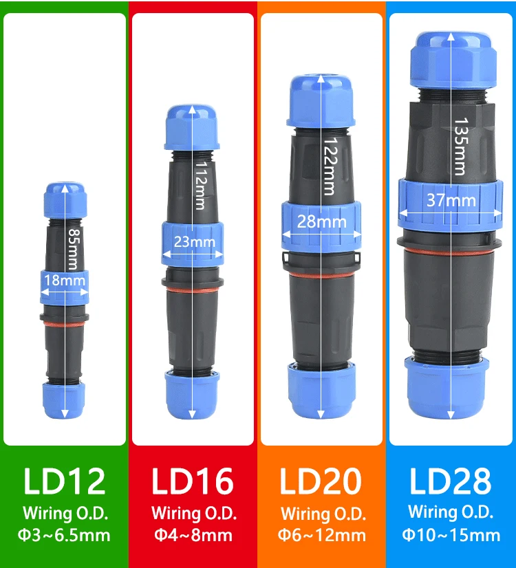 IP68 Waterproof Connector LD Series Male Plug & Female Socket 2-7 Pin & 9 Pin Panel Mount Aviation Wire Electrical Cable Connect