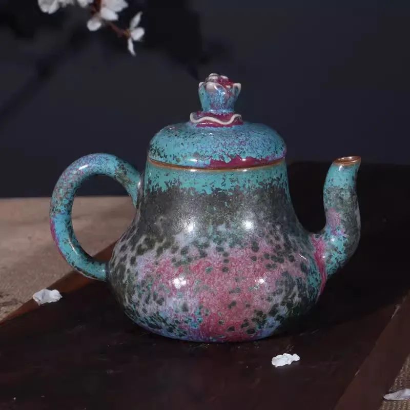 Rare Jun porcelain violet glaze tea pot, collection decoration;