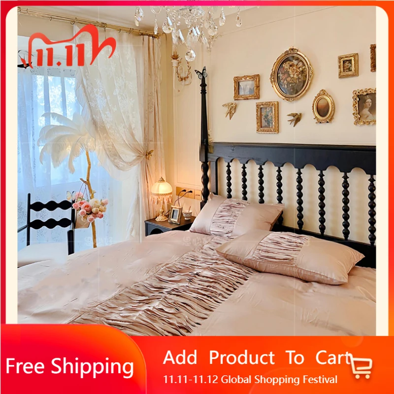 

Роскошная деревенская домашняя кровать, черная дизайнерская кровать размера «queen-size», современная кровать размера «king-size», двуспальные изголовья, корейская спальная кровать, модная мебель Muebles