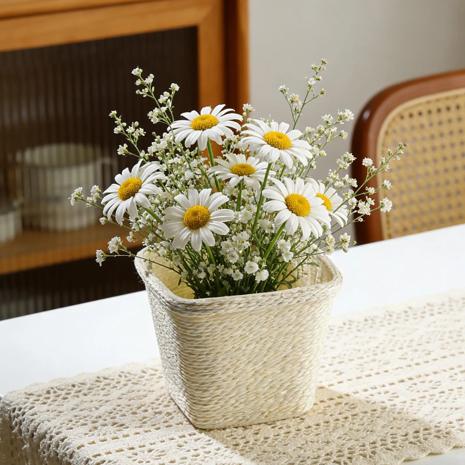 Woven Flower Basket Paper Rope Rustic with PP Liner,Plant Container Flower Pot Cover Flowerpot Basket for Patio Yard Porch Decor