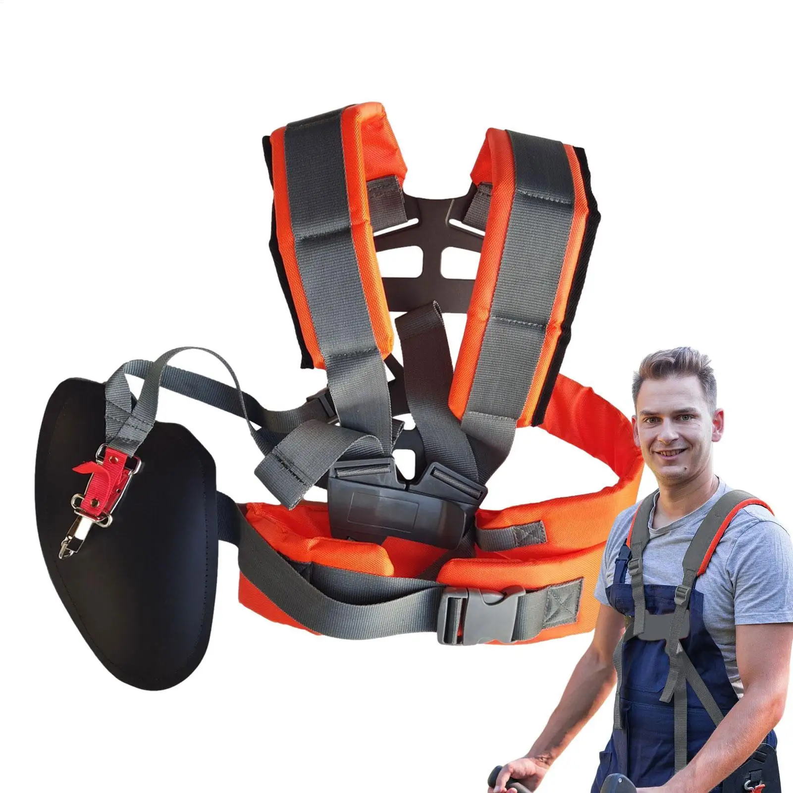 Strimmer Padded Belt for Brush Cutter Trimmer Garden Pruner Comfortable Labor Saving W Shape Double Shoulder Harness Strap