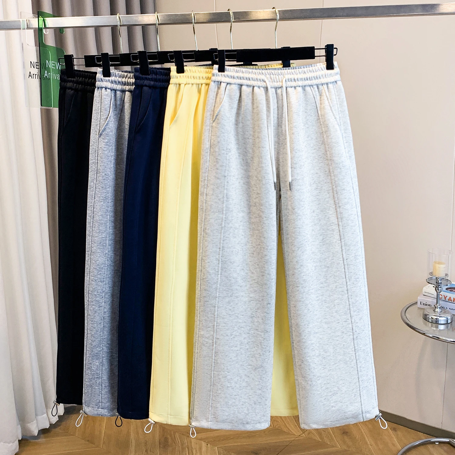 Cotton Sweatpants Women's Spring and Fall New College Style Fashion Lace-up High-waisted Drawstring Straight Casual Sweatpants