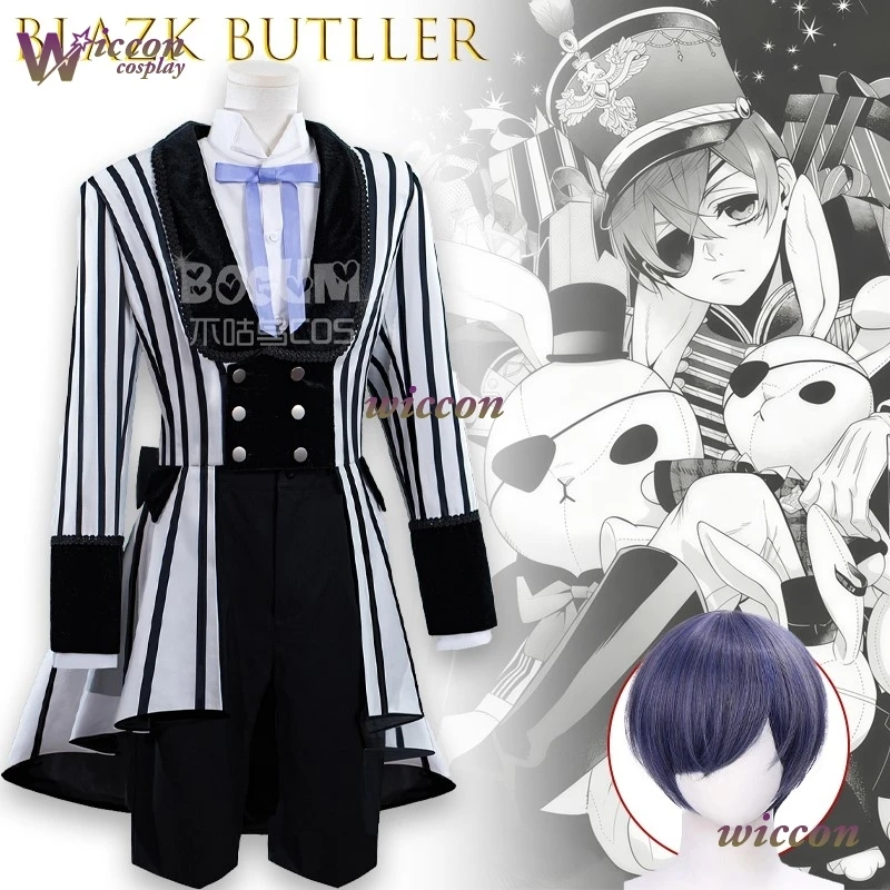 

Mag BlaVk BuTtler Ciel Phantomhive Cosplay Costume Lycoris Radiata Black White Set Anime Outfit High Quality Christmas Party