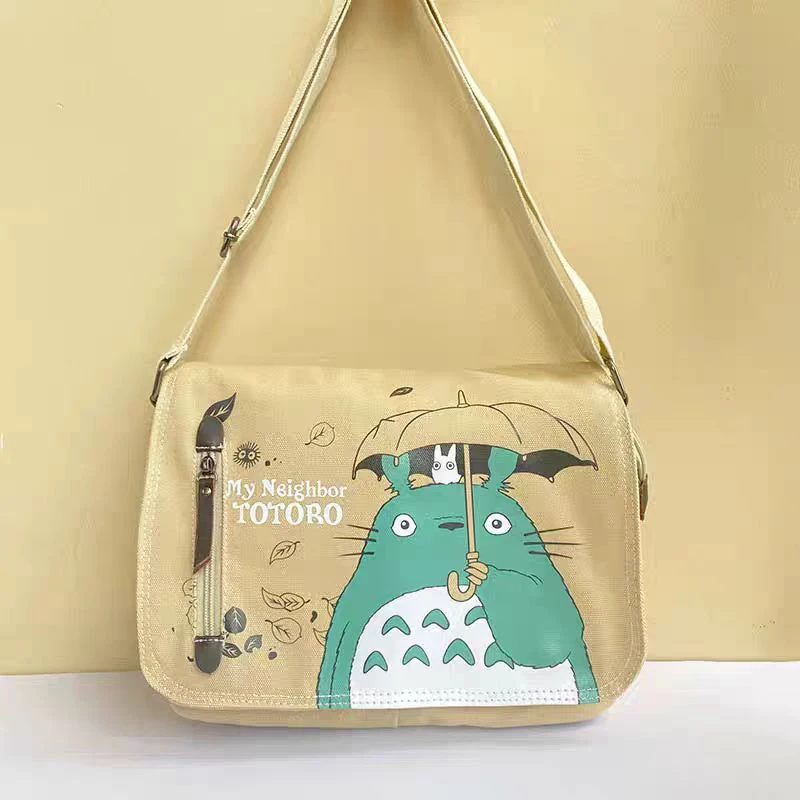 Anime One Piece Totoro Large Capacity Diagonal Crossbody Bag Multi Functional Men'S Single Shoulder Canvas Bags Student Backpack