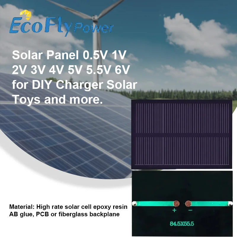Solar Panel 0.5V 1V 2V 3V 4V 5V 5.5V 6V Solar Panel Mini Solar Panel for DIY Charger Solar Toys and More.
