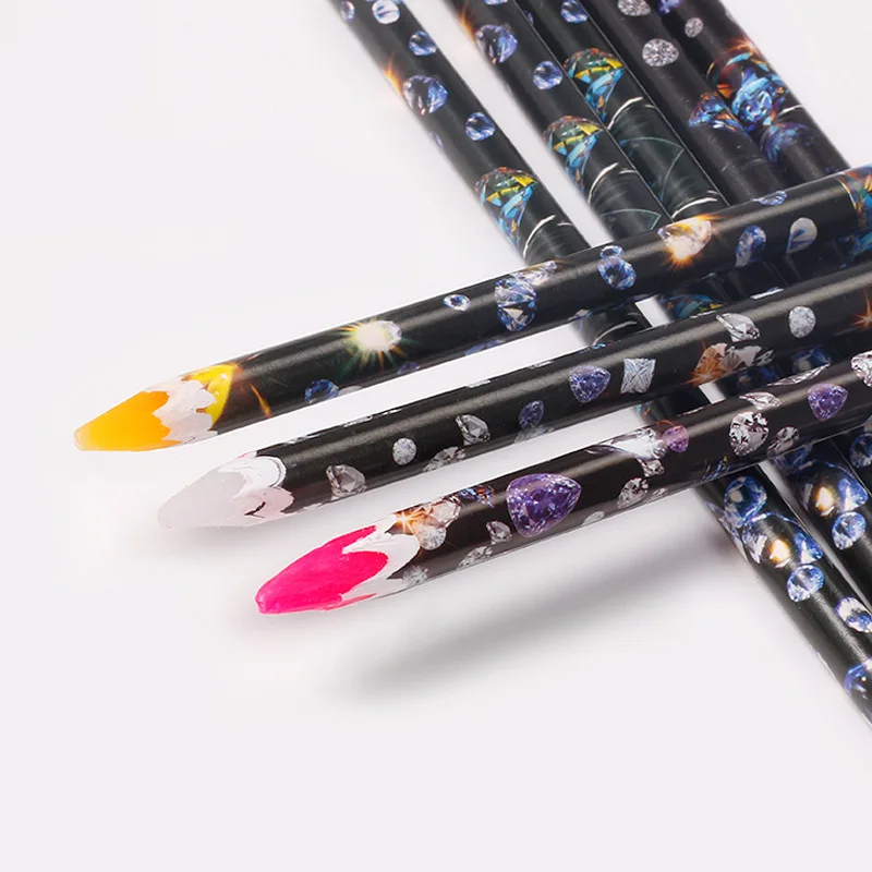 12pcs/box Crayon Wax Dotting Pen Nail Art Self-adhesive Rhinestones Gems Drilling Picking Picker Tips DIY Manicure Tools