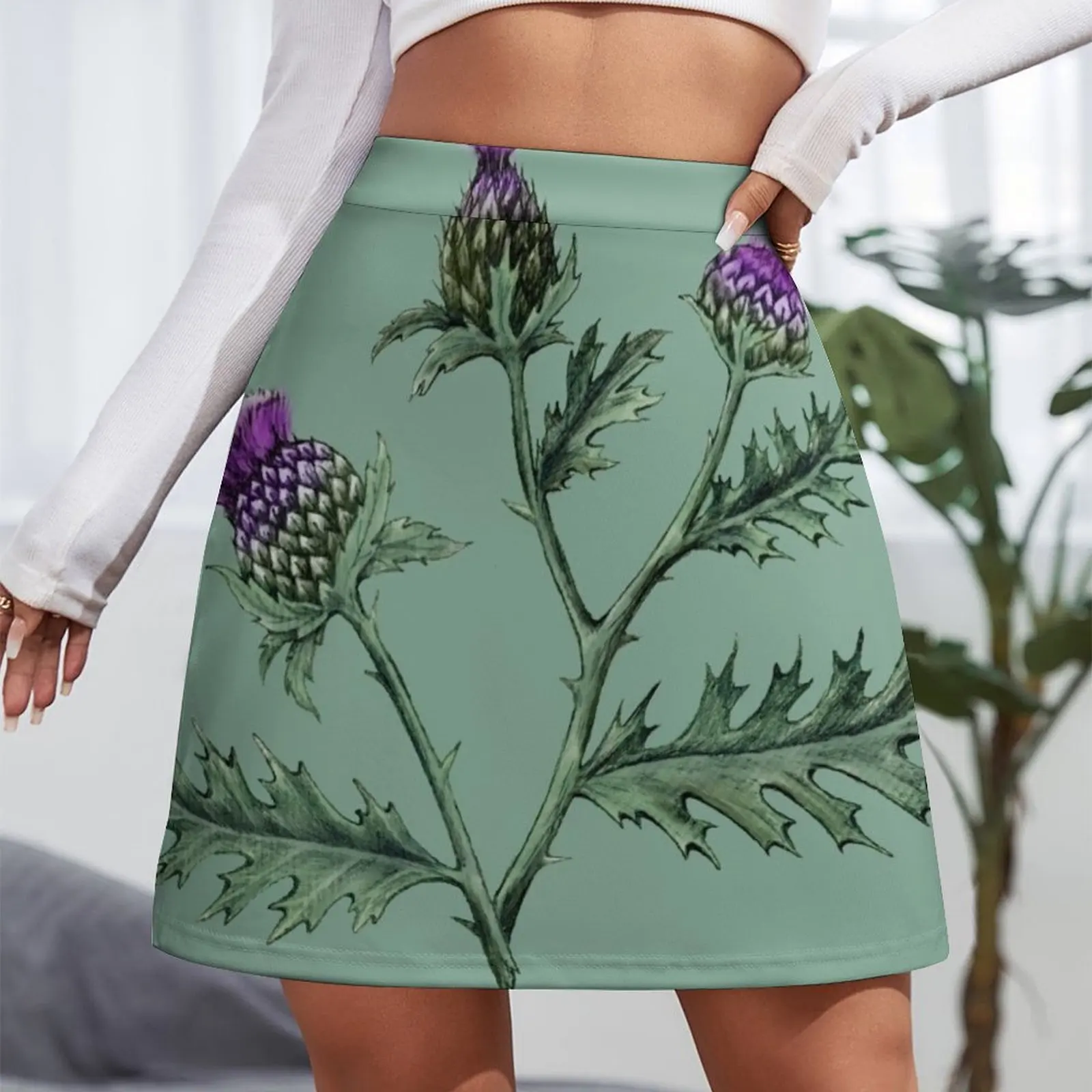 Thistle บน Sage สีเขียว Mini กระโปรง micro mini กระโปรง extreme kpop กระโปรงเซ็กซี่ Mini