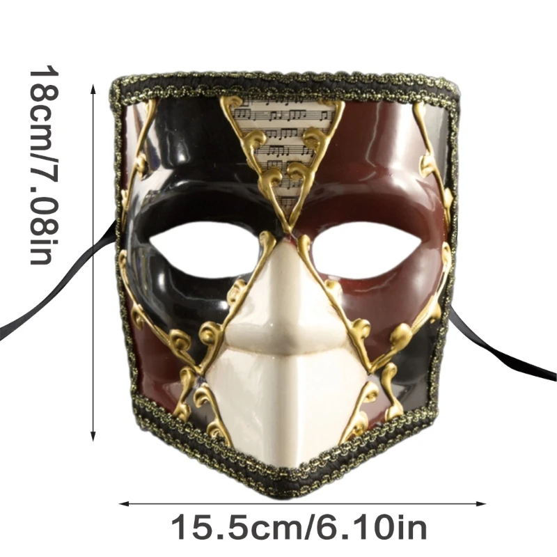 Mens Carnivals หน้ากากลูกไม้ Trim Vintage รูปแบบ Masquerade Eyemask สำหรับเครื่องแต่งกายอุปกรณ์เสริม