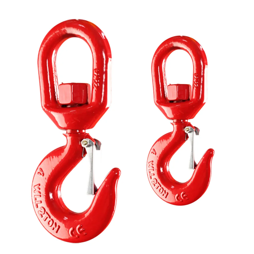 Pack of 4 Swivel Hook 1Ton Alloy Steel Chain Hook Safety Hook with Tongue 360° Swivel Safety Lock Hook for Sling Rigging