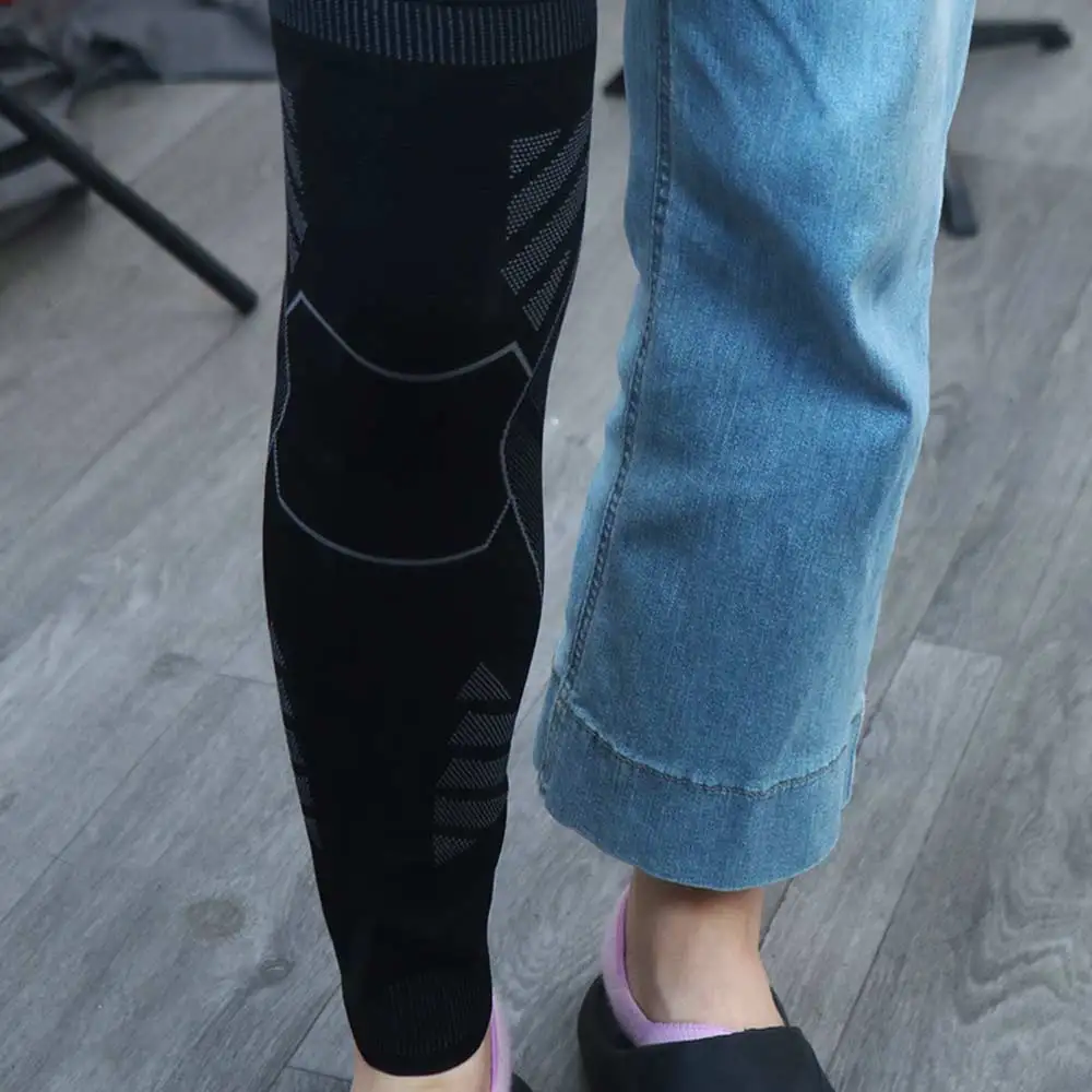 

Imitation Nylon Full Leg Compression Sleeve Sweat-absorbing Anti-slip Fitness Knee Pads Elastic Protect Meniscus