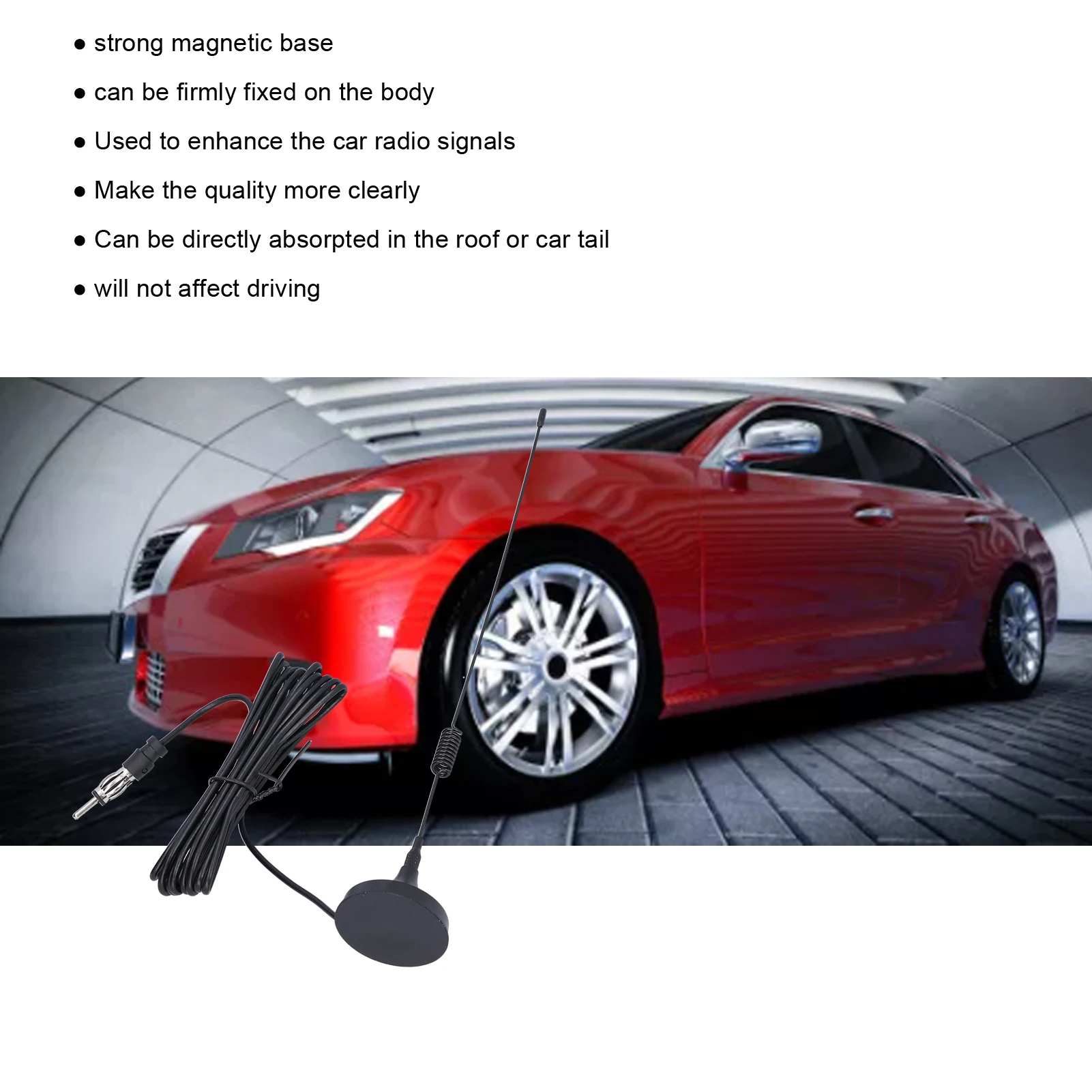 Car Radio Antenna Car Stereo Antenna High Frequency Strong Magnetic Base for Radio  Enhancement Magnetic Stereo FM Aerial