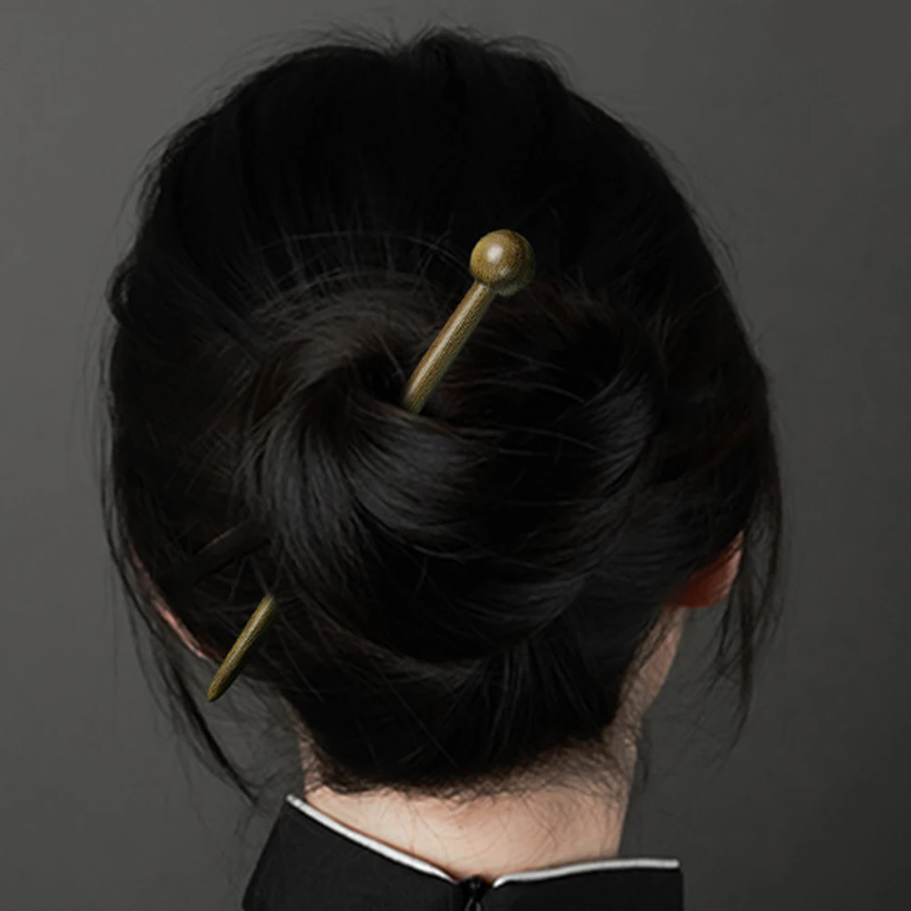 

Green Sandalwood Hairpin Vintage Women Bun Chignon Chinese Style Sticks Chopsticks Long Hair Styling Accessories Wood Hair Pins