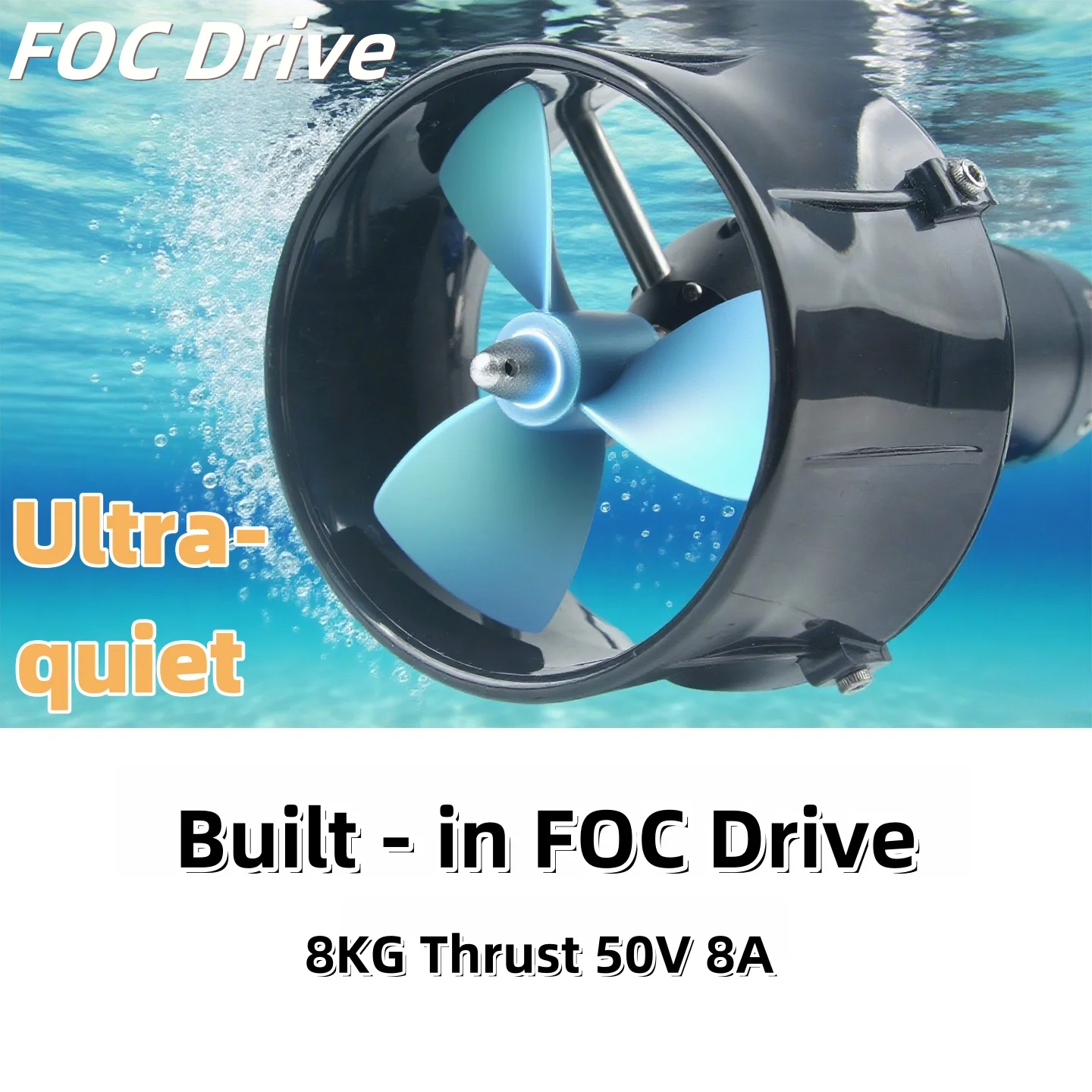 FATJAY KYI-8ET-4810 Propulsor submarino de empuje de 8 KG FOC ESC incorporado, potencia versátil para tablas de remo, barcos no tripulados, barcos RC