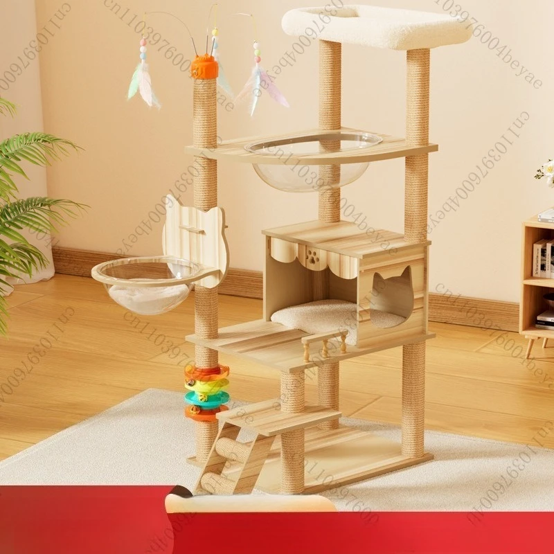 Climbing Frame Cat Tree Cat Nest Integrated Cat Scratching Column Half Round Large Tree House
