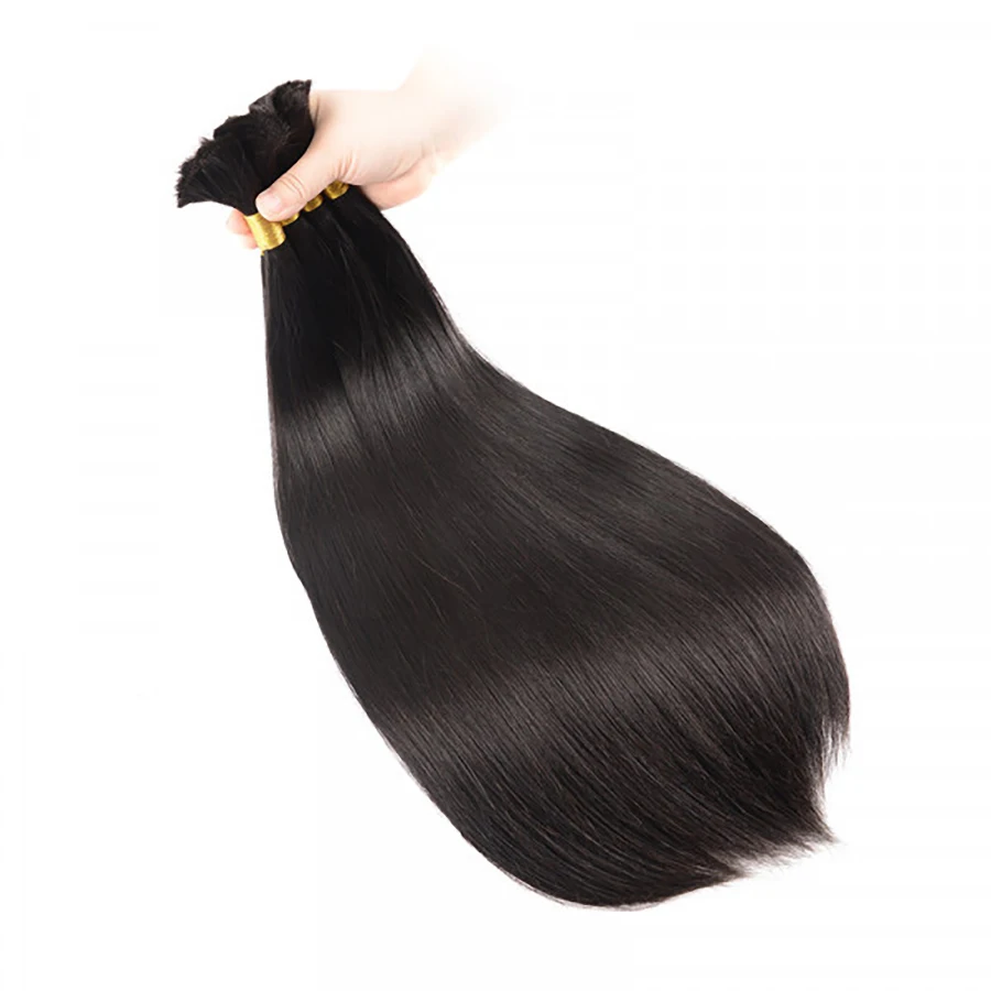 Silky Straight Bulk Hair Extensions para trançar, cabelo humano, 100% não transformados, Virgin Hair Bundles, Straight Weave