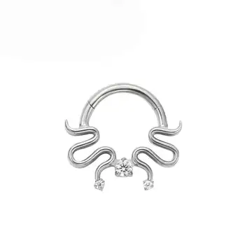 Gümüş Renkli Ahtapot Göbek Piercingi Pembe Zirkon F136 Titanyum 14G Kavisli Barbell Göbek Deliği Piercingi Kadın Göbek Deliği Takısı 10 best sales Ahtapot piercingi - №4