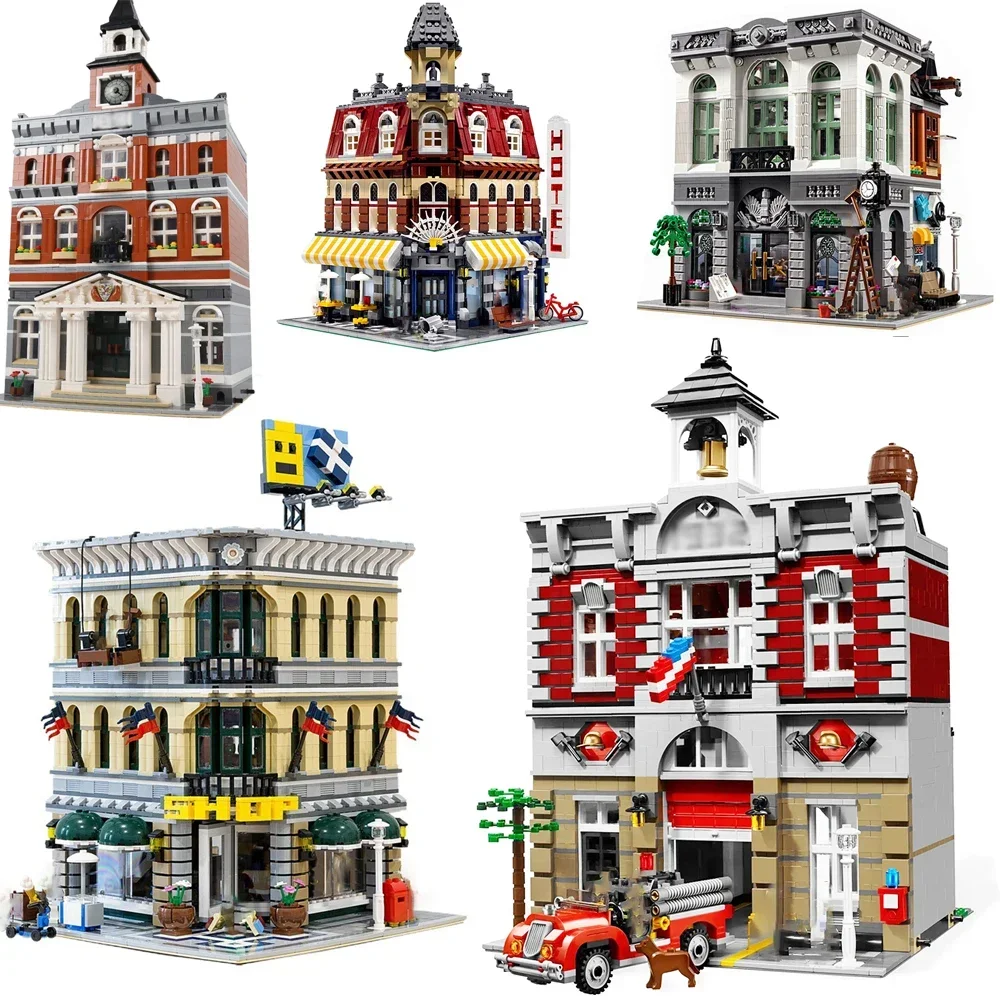 Creatoring Expert Pet Book Shop Town Hall Downtown Diner Model Moc Modular Building Blocks Brick Bank Cafe Corner Toys Parisian