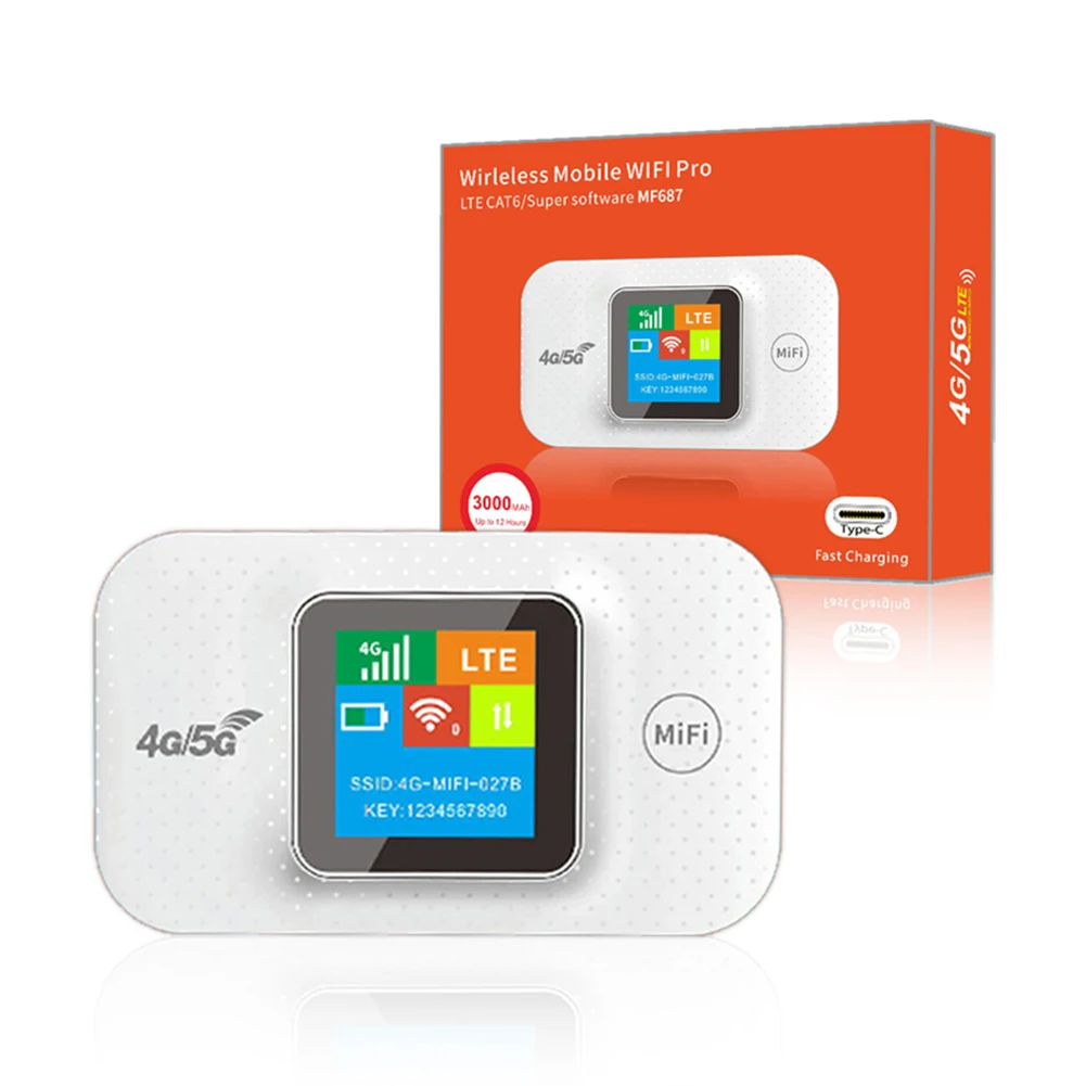 4G LTE Portable WiFi Hotspot 3000mAh 150Mbps Pocket Mobile Hotspot Support 8 To 10 Users with Sim Card Slot Modem Router Type-C