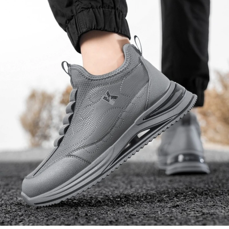 

Однотонные флисовые теплые мужские туфли большого размера с низким берцем и круглым носком на толстой подошве, увеличивающие рост, на мягкой подошве, противоскользящие туфли на шнуровке