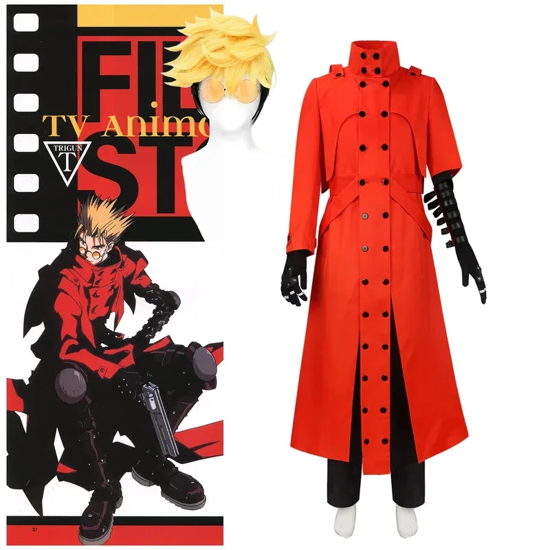 

Vash the Stampede Cosplay Anime Vash Costume Red Uniform Suit Halloween Party Outfits for Men