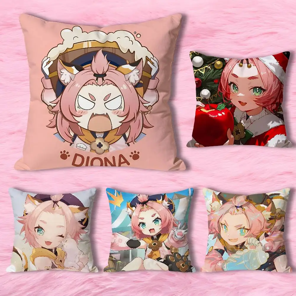 

Cute D-Diona G-Genshin Pillow Cases for Bedroom Living Room Sofa Home Decor Polyester Cushion Cover with Zipper