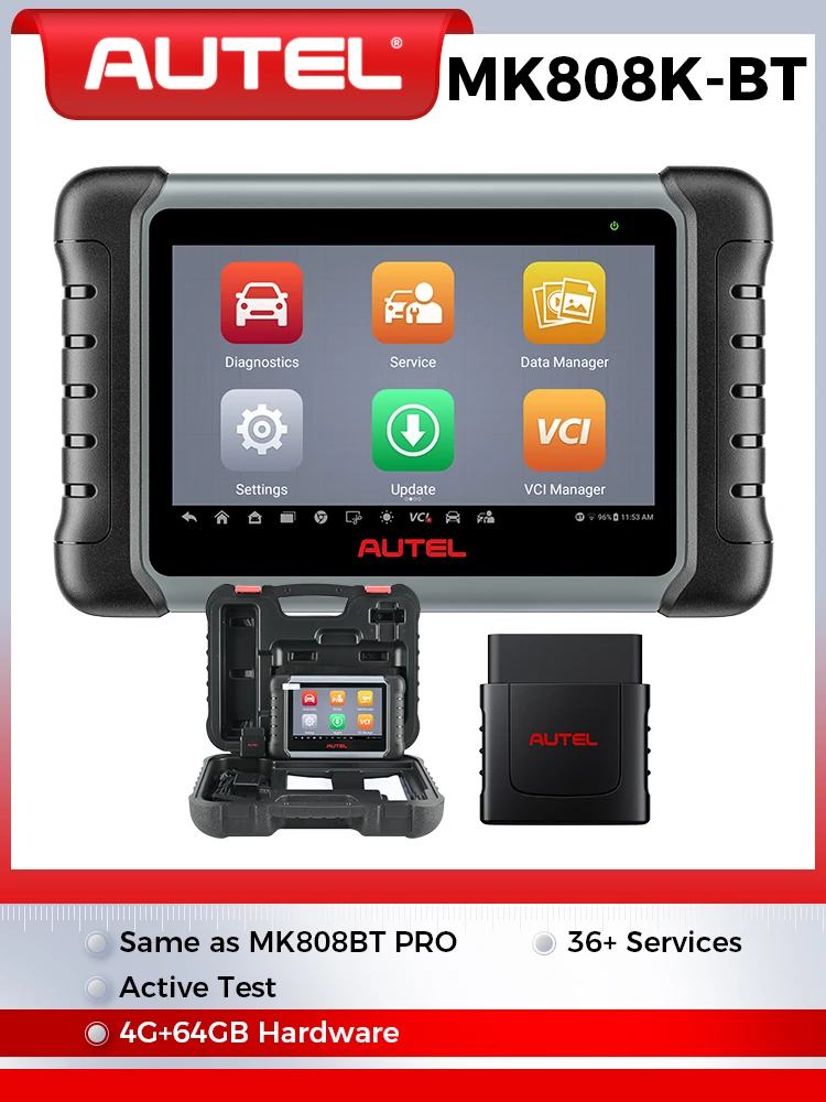 Autel MaxiCOM MK808K-BT Bluetooth OBD2 Scanner Auto-Diagnosegerät Vollständig Bidirektionales Auto-Diagnosewerkzeug AutoAuth OS 11 PK MX808S M