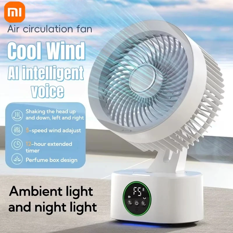 

Xiaomi Portable Rechargeable USB Wall Hanging Fan Remote Control Folding Shaking Head Fan With Nightlight Air Cooler Household