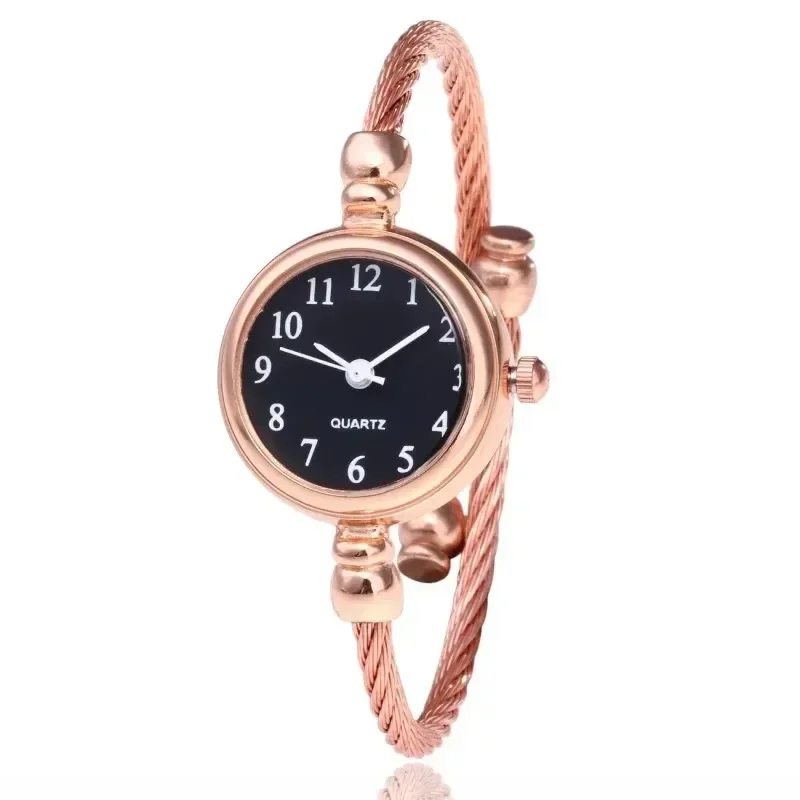 Relojes de Mujer, Reloj de pulsera pequeño de oro, Reloj de pulsera Retro de acero inoxidable para Mujer, Reloj de pulsera de cuarzo, Reloj de moda para Mujer