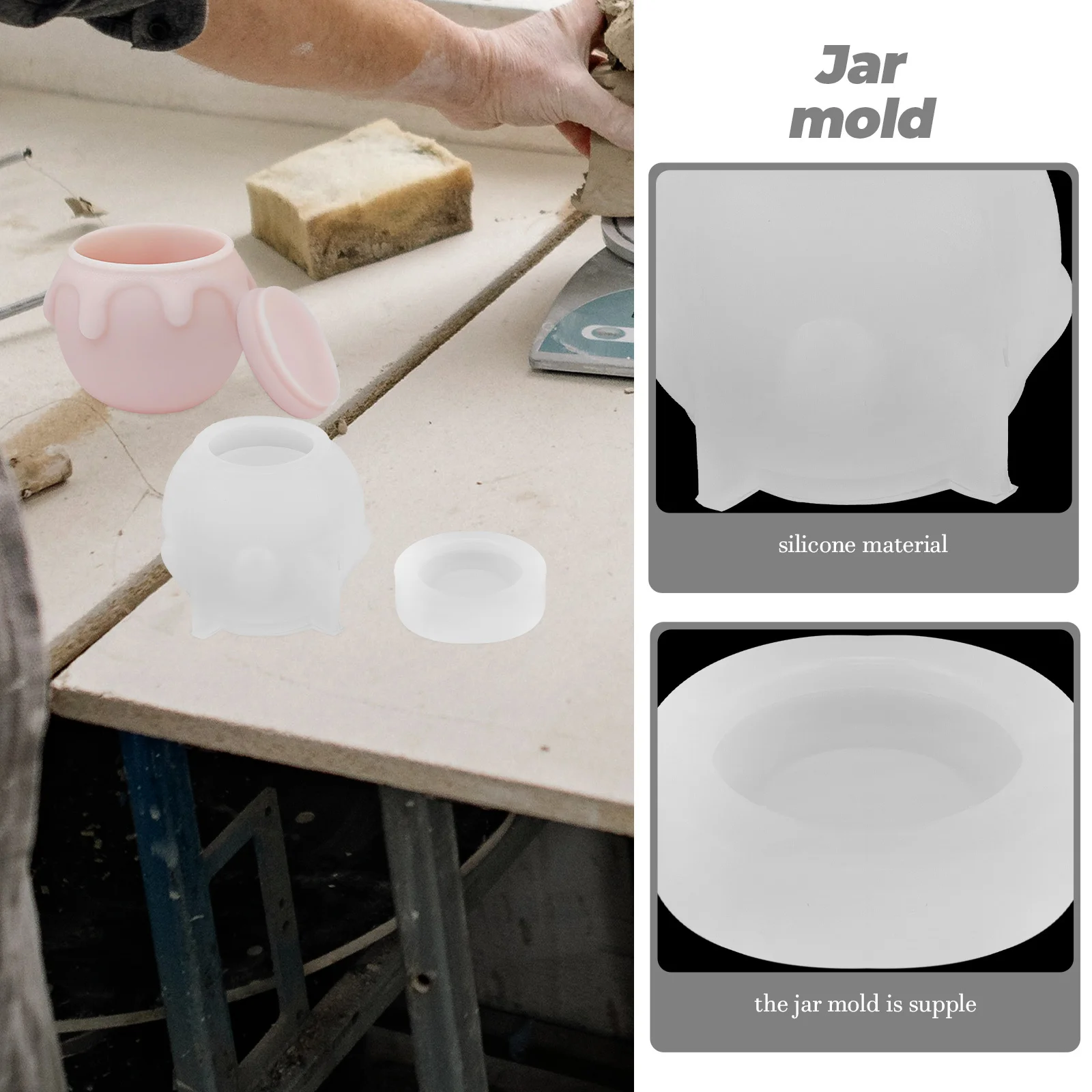 

Honey Jar Mold Silicone Diy Jar Mold Smooth Non-Stick Durable Pot Molds For Epoxy Resin Craft Projects Jewelry Making Kit