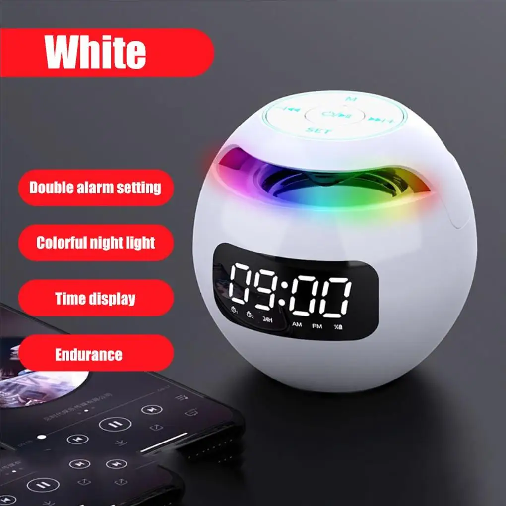 Wireless Speaker Professional Time Displaying Small Tabletop Sound Device Music Playing Mini Speakers Festival Gift Black