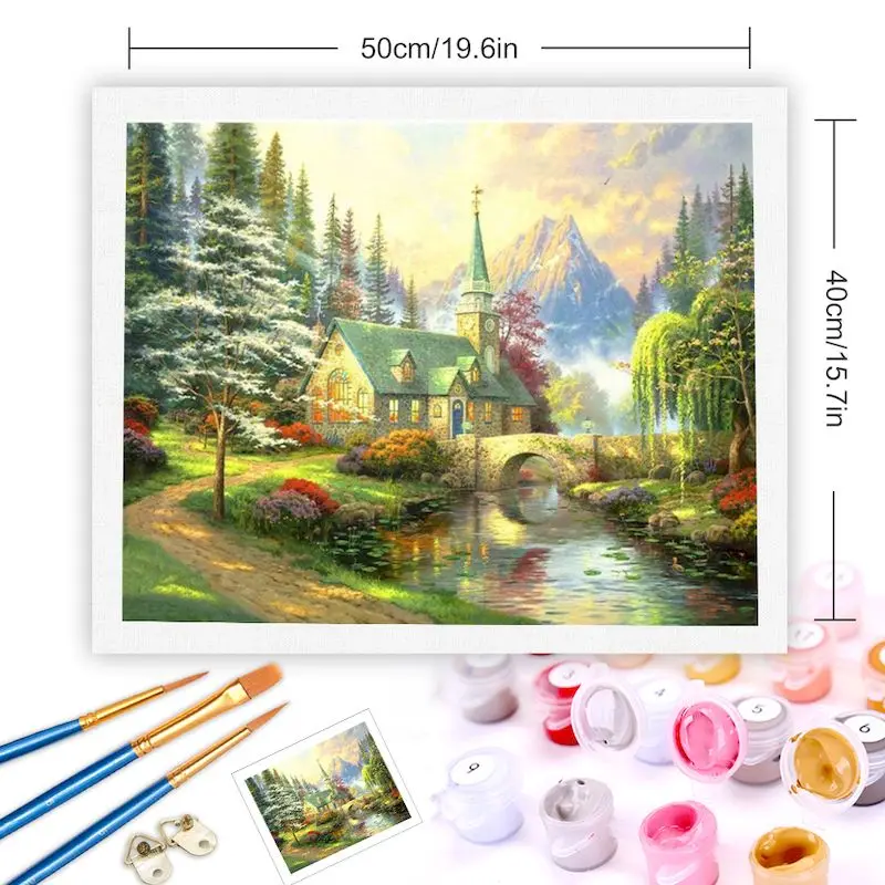 GATYZTORY DIY Painting By Numbers Landscape House Oil Picture Paint For Adults On Canvas Drawing Coloring By Number Home Decor