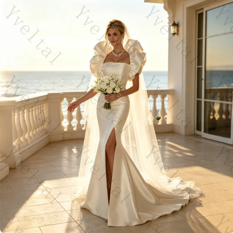 Customized Graceful Temperament Exquisite Satin Pleat Wedding Dresses Sleeveless Mermaid Fashion Fascinating Bridal Gown