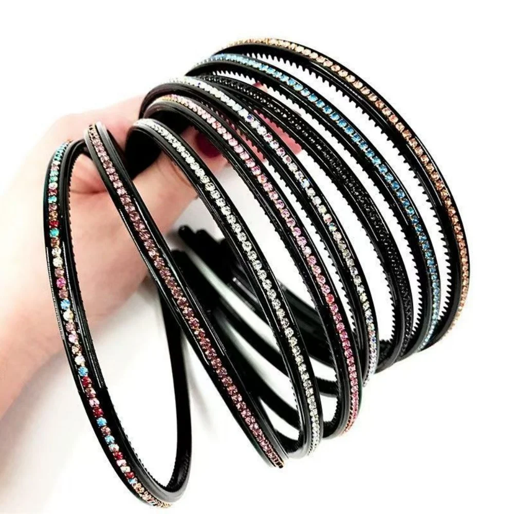 Random 5-Piece S Colorful Rhinestone Thin Headband, Light Luxury Exquisite Style, Suitable for Daily Commute / Flyaway Control