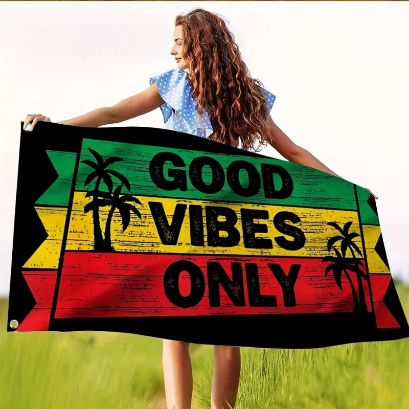 1 paire, plat 2D, drapeau Rasta « Positive Energy Only » - Drapeau Rasta de la musique Reggae, décoration intérieure/extérieure, wsj