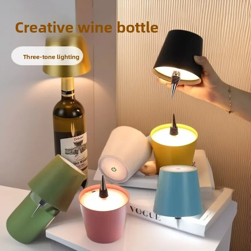 Wine Headlamp Recessed Desk Lamp Outdoor Camping Mobile Dining Table Ornament Lamp USB LED Self-defense reflective flashlight