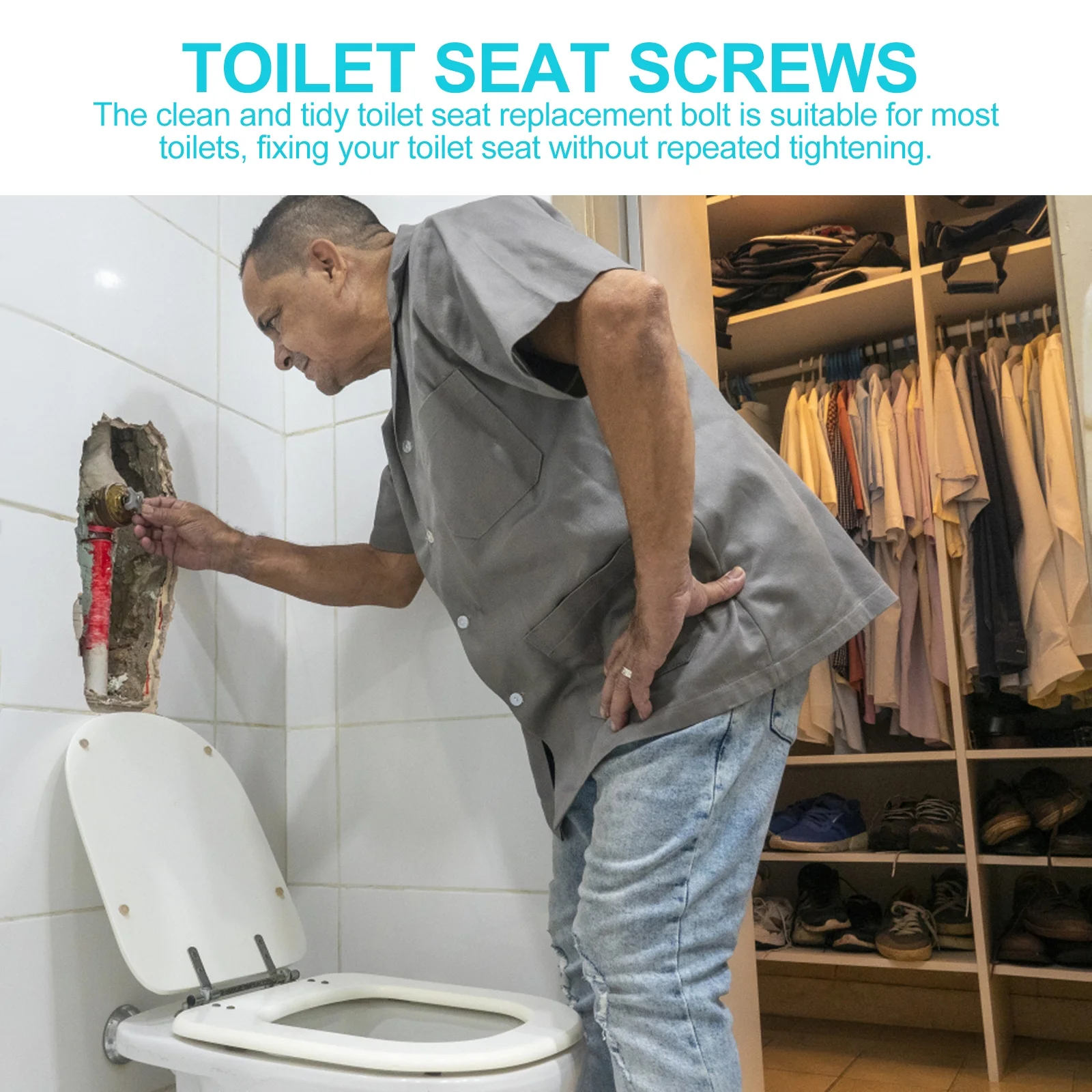 

2Pcs Toilet Seat Accessories Strong Toughness Practical Mounting Bolts Easy to Use and Install Toilet Seat Fixing Screws