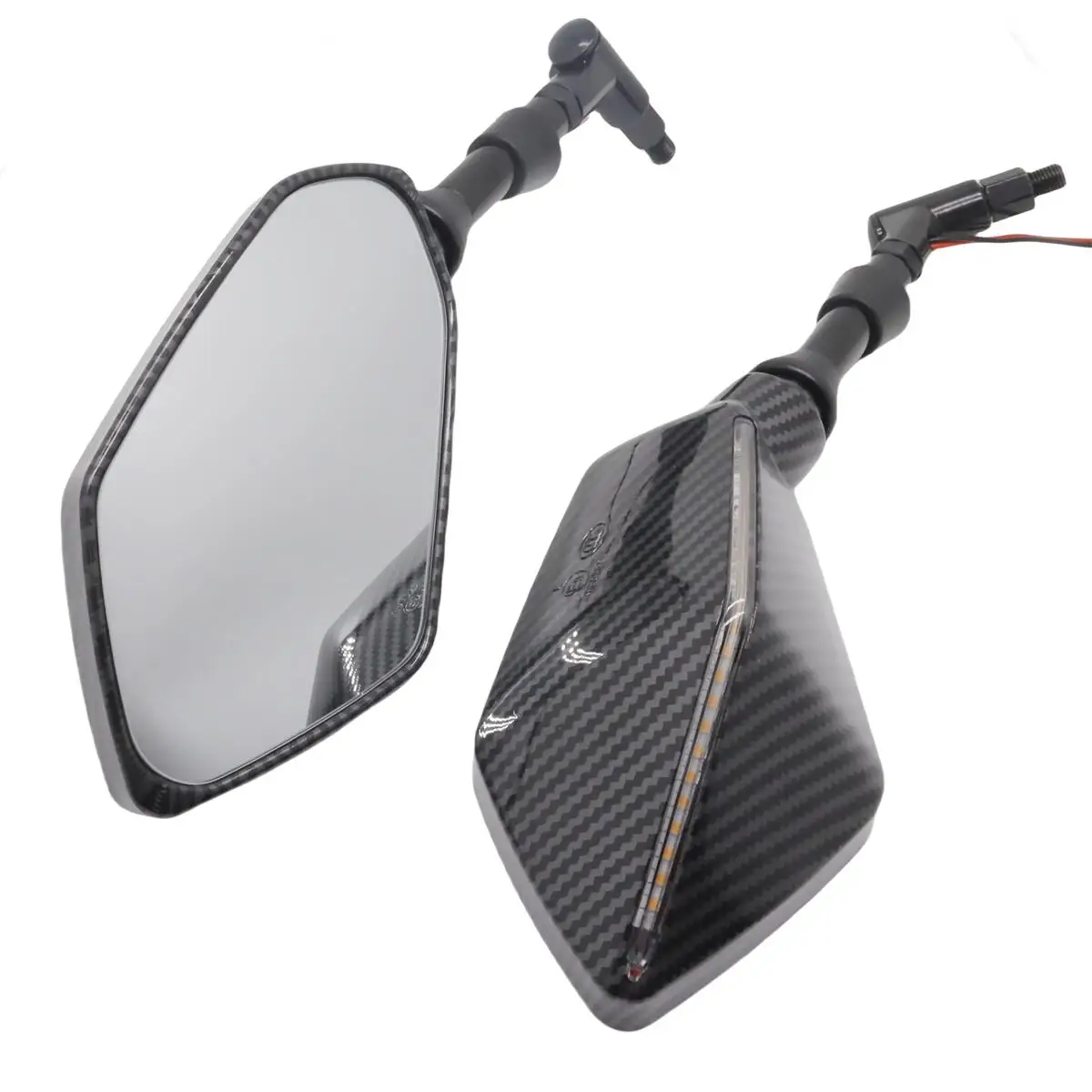 For Kawasaki NINJA Z750 Z800 Z900 Z1000 650R ER6N ER6F ER5 Rearview Mirror 10mm Motorcycle Side Mirror with LED Light