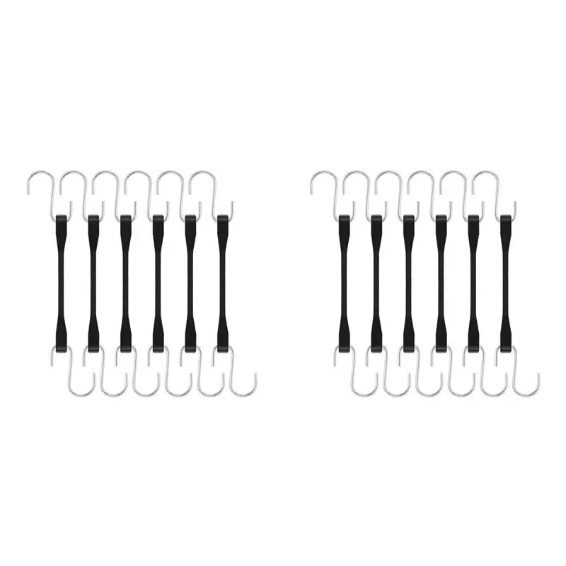 12X Rubber Cords With Hooks 6 Inch,Rubber Bungee Cords Heavy Duty Outdoor Rubber Tie Down Straps With S Hooks-A68E