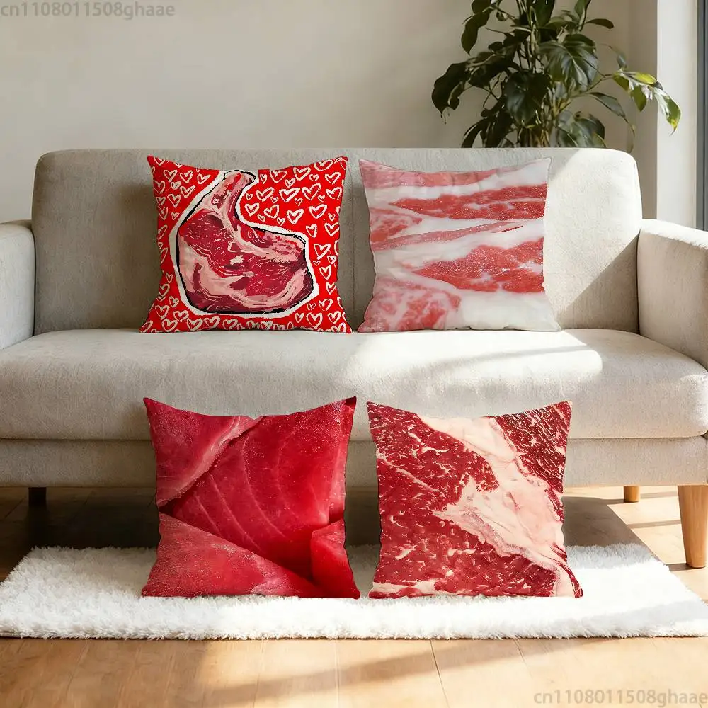 Funny Meat Design pillowcase casual style decoration, suitable for home decoration (excluding pillow core)