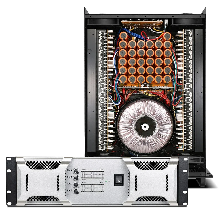 

Hot Sale 3U 4*1300W 4 Channel Power Amplifier Class H High Powerful Professional Performance Stereo Audio System Sound Amplifier