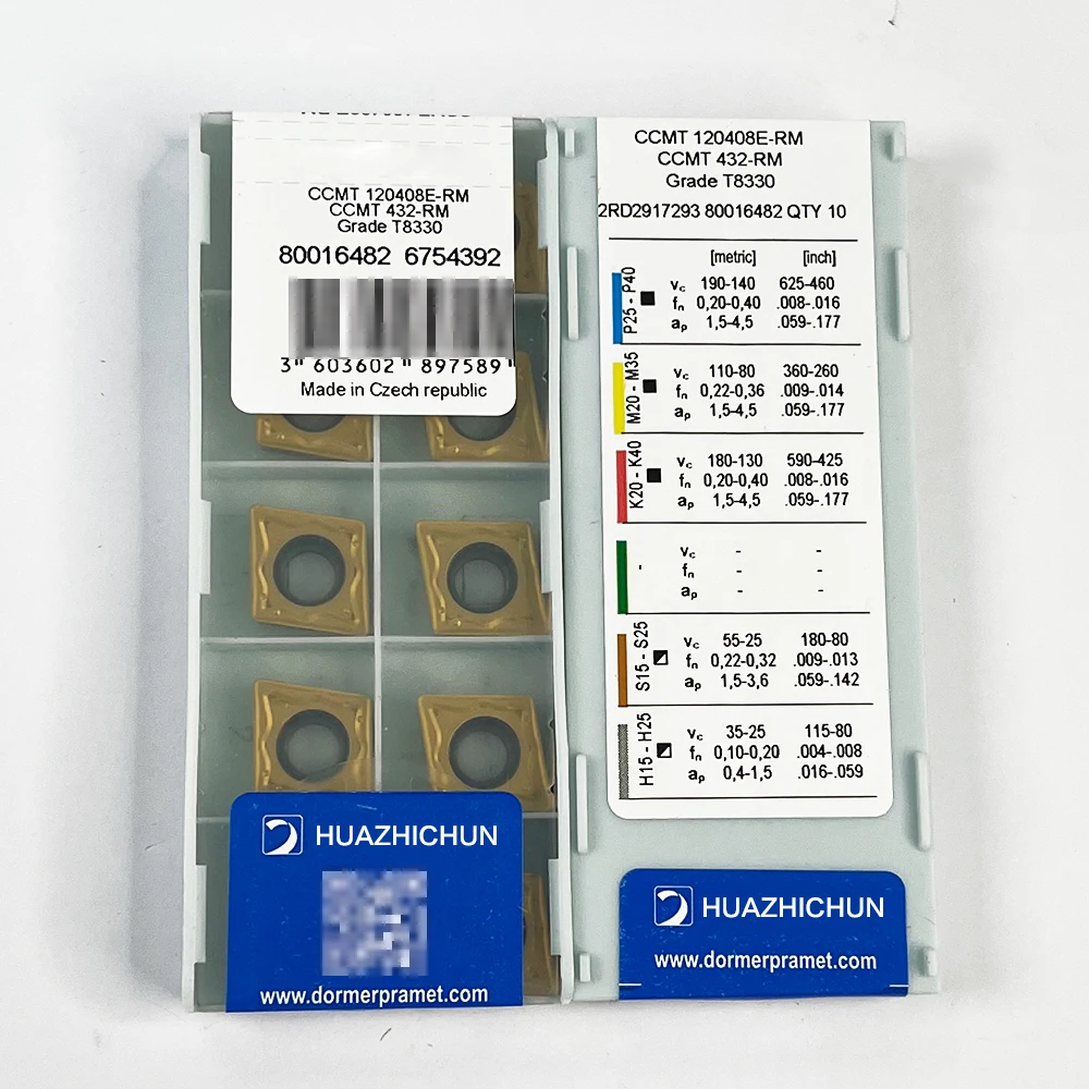 

HUAZHICHUN 10pcs CCMT 120408E-RM Grade T8330 Internal Turning Tool Carbide insert high quality Lathe tool CNC Steel processing T
