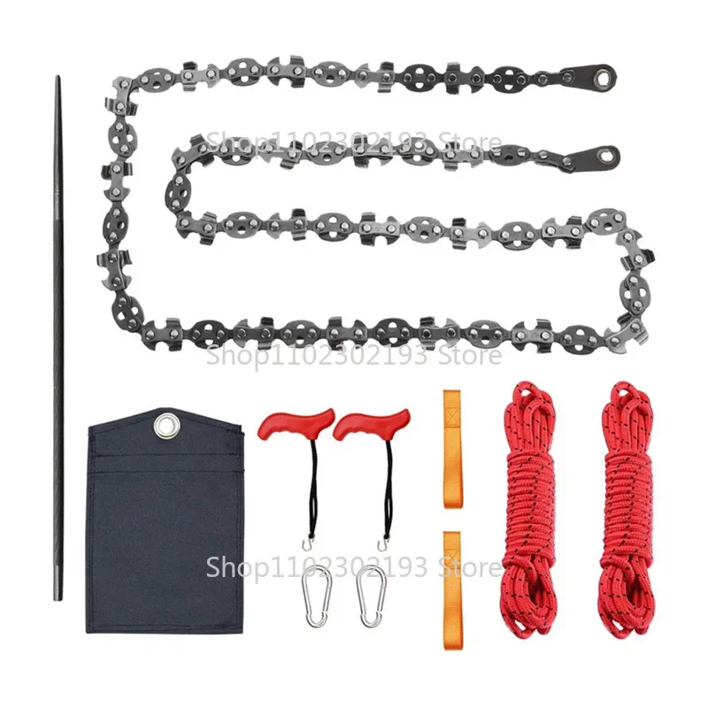 53 Inch Hand Rope Chain Saw Sharp Manual Tree Limb Chain Saw with 68 Teeth Folding Pocket Rope Chainsaw Tree Cutting Tool