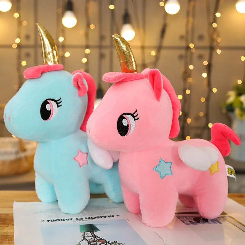 20/30cm Pink Unicorn Plush Toy Baby Kids Sleeping Pillow Doll Animal Stuffed Pegasus Plush Toy Birthday Gifts for Girls Children