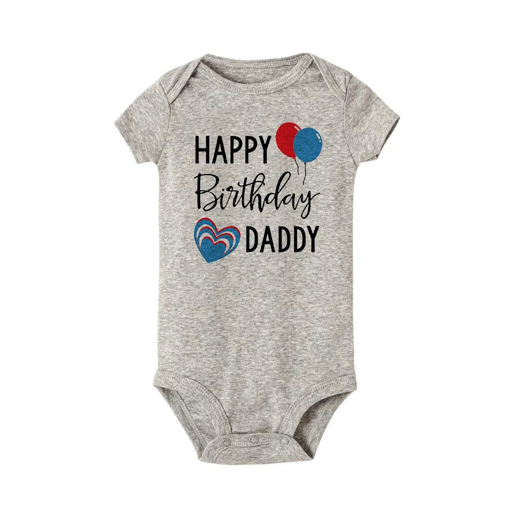 Happy Birthday Daddy Mommy Baby Boys Girls Romper Bodysuit Infant Funny Letter Jumpsuit Outfit Toddler Party Clothes 0-24 Months